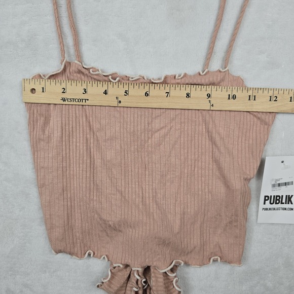 Publik Women's Size Medium Pink Tie Back Crop Top USA Made New - Picture 3 of 7